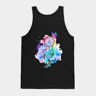 Colorful Butterflies around DreamCatcher Tank Top